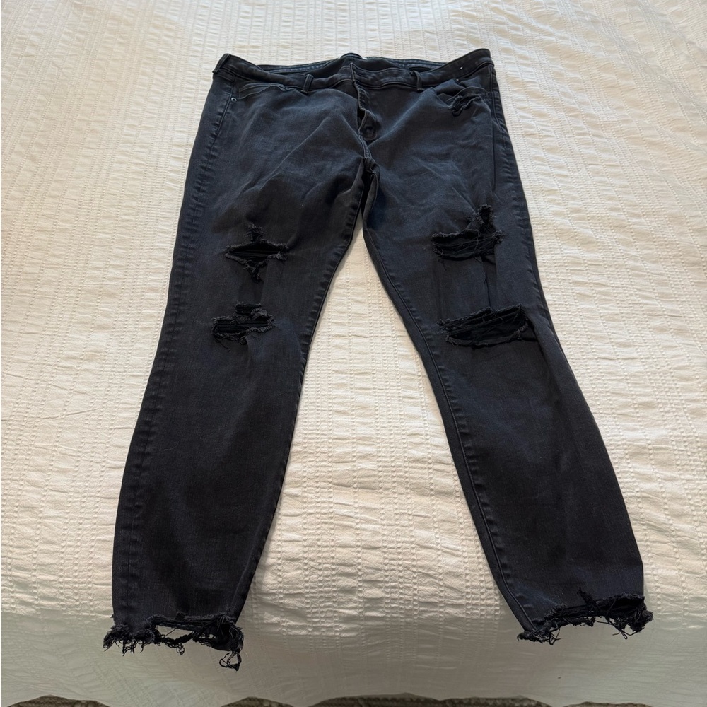 Abercrombie & Fitch Black Distressed Skinny Jeans